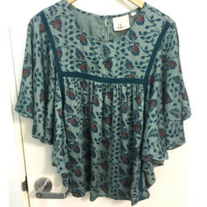 Anthropologie Top Flutter Sleeve Top size M, Sage